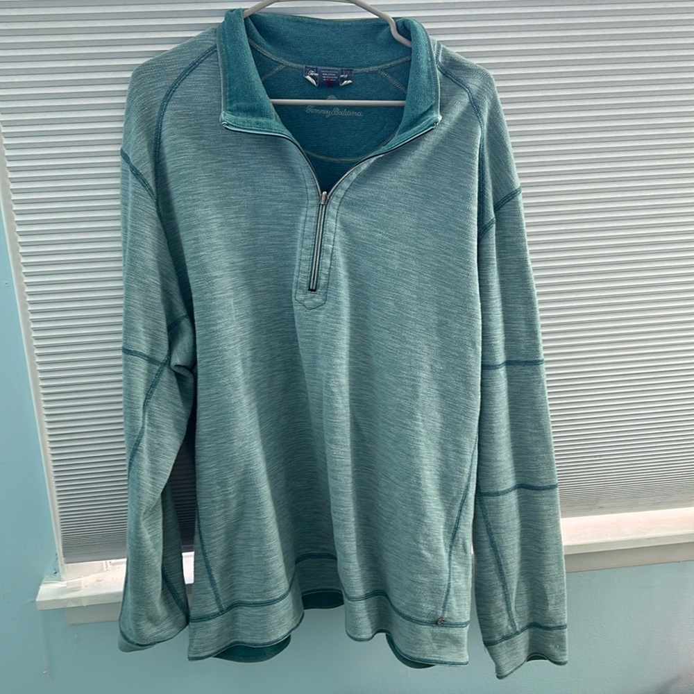 Men's blue Tommy Bahama half zip sweater